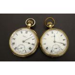 Waltham gold plated lever pocket watch, circa 1909, signed movement, no. 17828102,  50mm; together