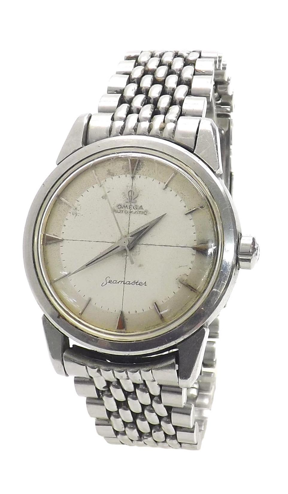 Omega Seamaster automatic stainless steel gentleman's bracelet watch, circa 1958/9, the silvered