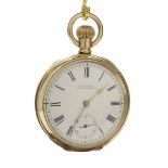 Waltham Traveler gold plated lever pocket watch, movement no. 15571397, circa 1902, 50mm