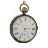 Swiss gunmetal quarter repeating pocket watch, the gilt frosted lever movement with hammers striking