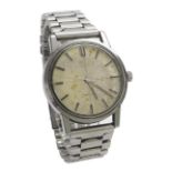 Omega Seamaster stainless steel gentleman's bracelet watch, circa 1962, the silvered dial with baton