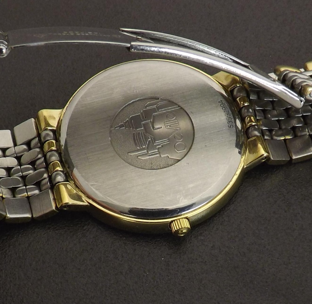 (UVLX5U) Omega bicolour quartz gentleman's dress bracelet watch, circa 1991/2, the white dial with - Image 2 of 2