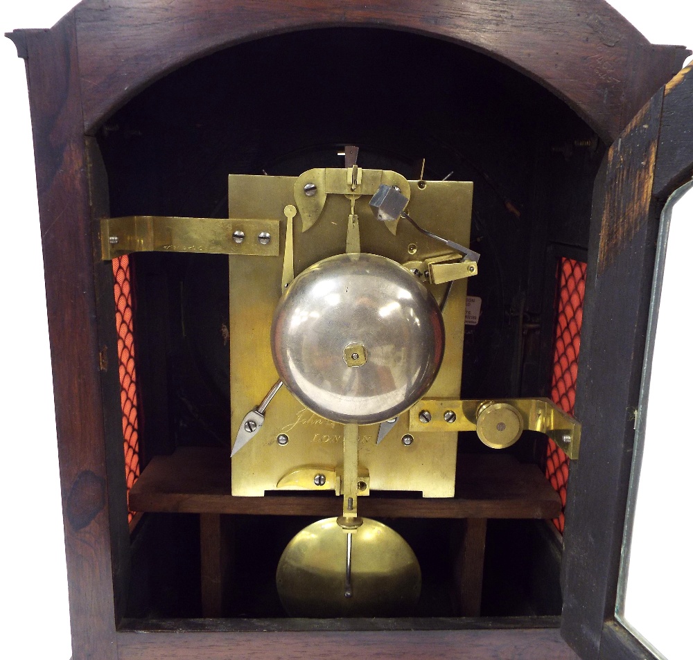 English rosewood double fusee bracket clock striking on a bell, the movement back plate signed - Image 3 of 4