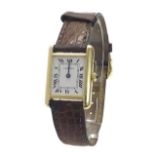 (539207-1-A) Cartier Tank Quartz 18ct lady's wristwatch, the oblong dial with Roman numerals,