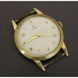 Tudor 9ct gentleman's wristwatch head for repair, the case back with presentation inscription