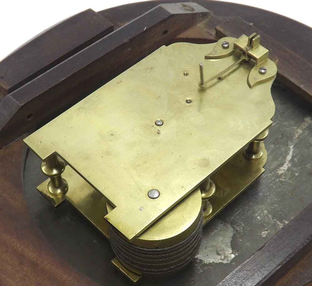 Good mahogany single fusee 12" convex drop dial wall clock signed C.F. Sewns, Rye, within a turned - Image 4 of 4