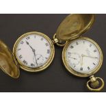 Swiss lever gold plated hunter pocket watch, with Illinois watch case, 50mm; together with an H.