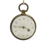 Late 18th/early 19th century gilt metal English verge pocket watch, unsigned fusee movement with