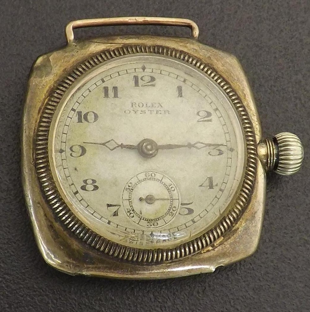 Rolex Oyster 9ct cushion case gentleman's wristwatch, import hallmarks for Glasgow 1927, case ref.