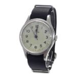Omega RAF 1953 Military issue stainless steel gentleman's wristwatch, circular white dial with