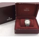 Tudor Prince Oysterdate Quartz stainless steel gentleman's bracelet watch, circular silvered dial