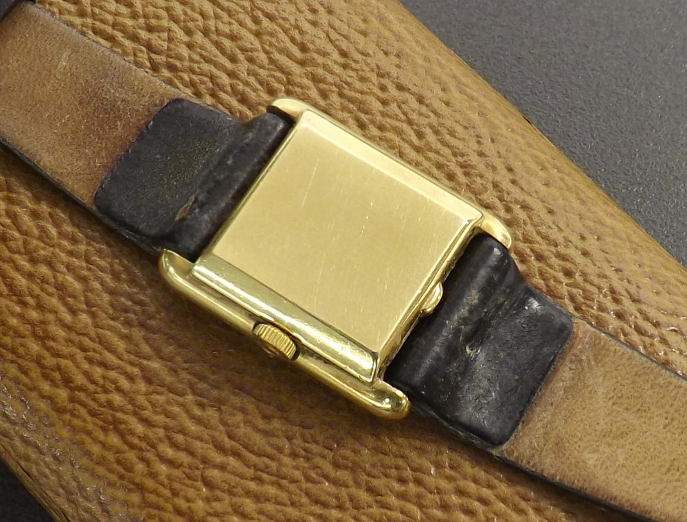 Omega De Ville 18ct lady's wristwatch, circa 1970, the square gilt dial with baton markers, cal. 485 - Image 3 of 3