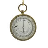 Brass cased aneroid pocket barometer/thermometer, 47mm diameter