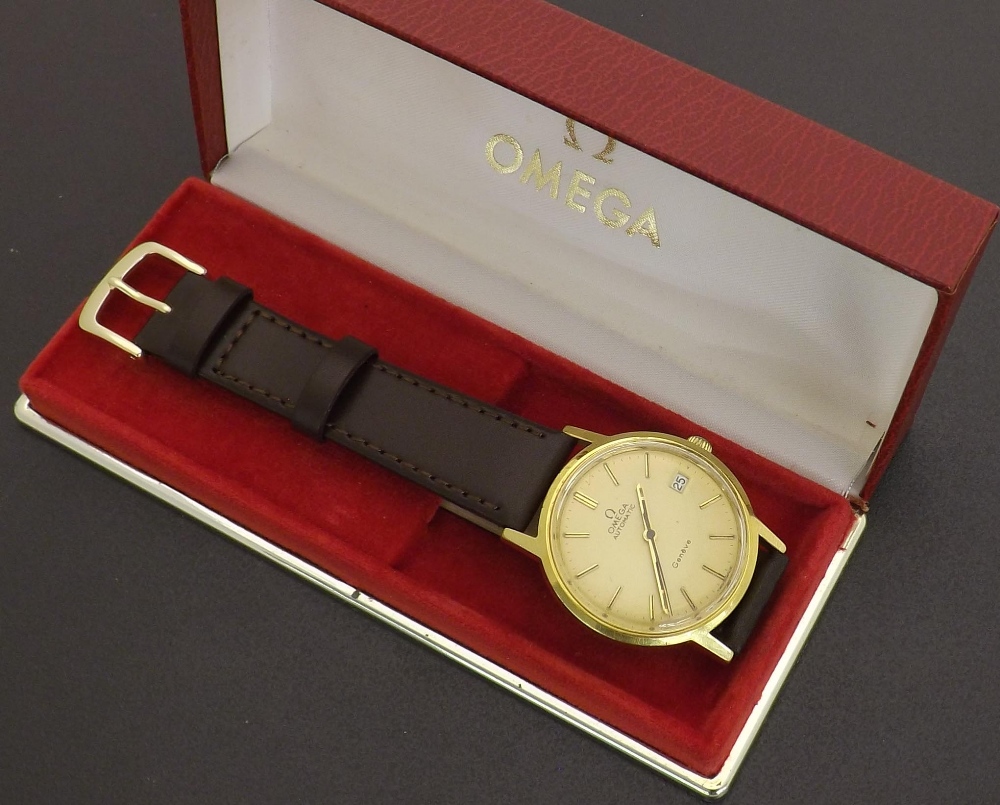 Omega Geneve automatic gold plated and stainless steel gentleman's wristwatch, circa 1974, ref.
