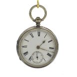 Silver fusee lever pocket watch, Chester 1890, signed F.H Brook, Builth, no. 14520, engine turned