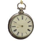 Silver pair cased fusee lever pocket watch, Birmingham 1838, unsigned movement, no. 4819, with