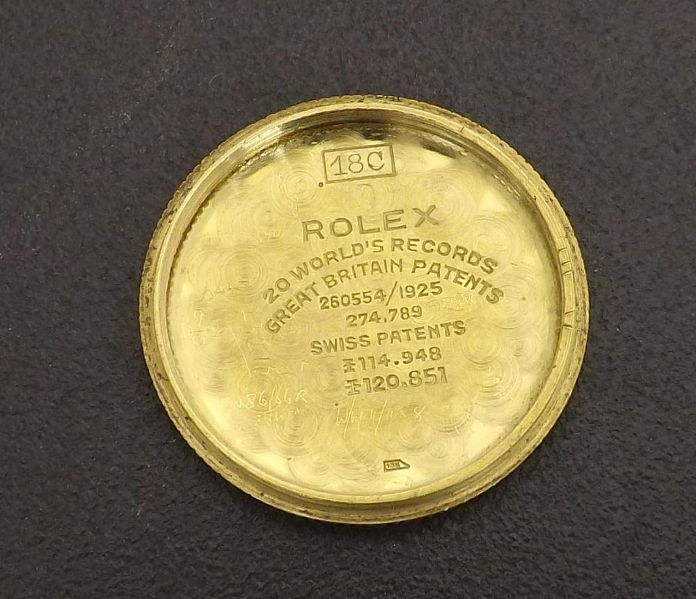 Rolex Oyster 1930s 18ct mid-size wristwatch, case ref. 260554/1925, the circular silvered dial - Image 4 of 4