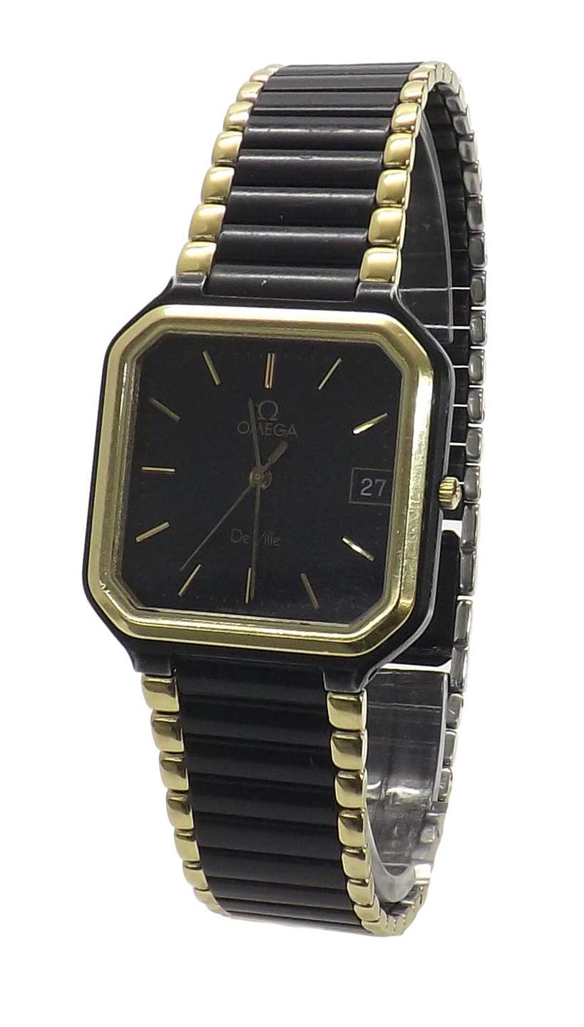 (UAHTVD) Omega De Ville Quartz PVD and gold plated gentleman's bracelet watch, the square dial