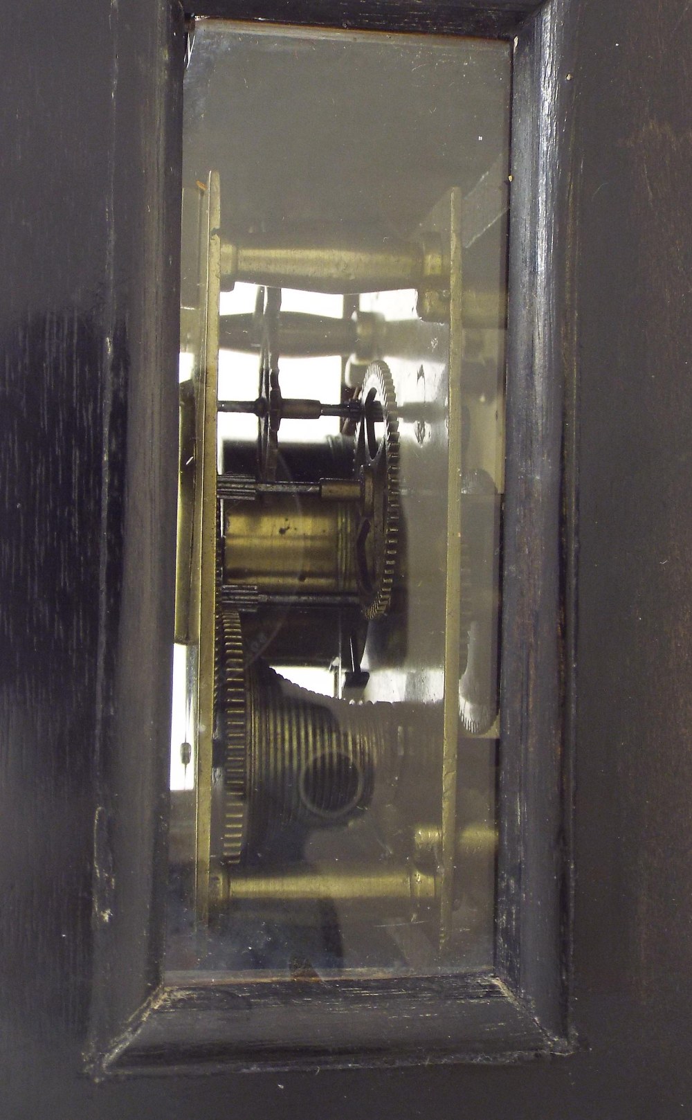 Small ebonised single fusee bracket clock, the 4" square brass dial within a rounded arched - Image 3 of 3