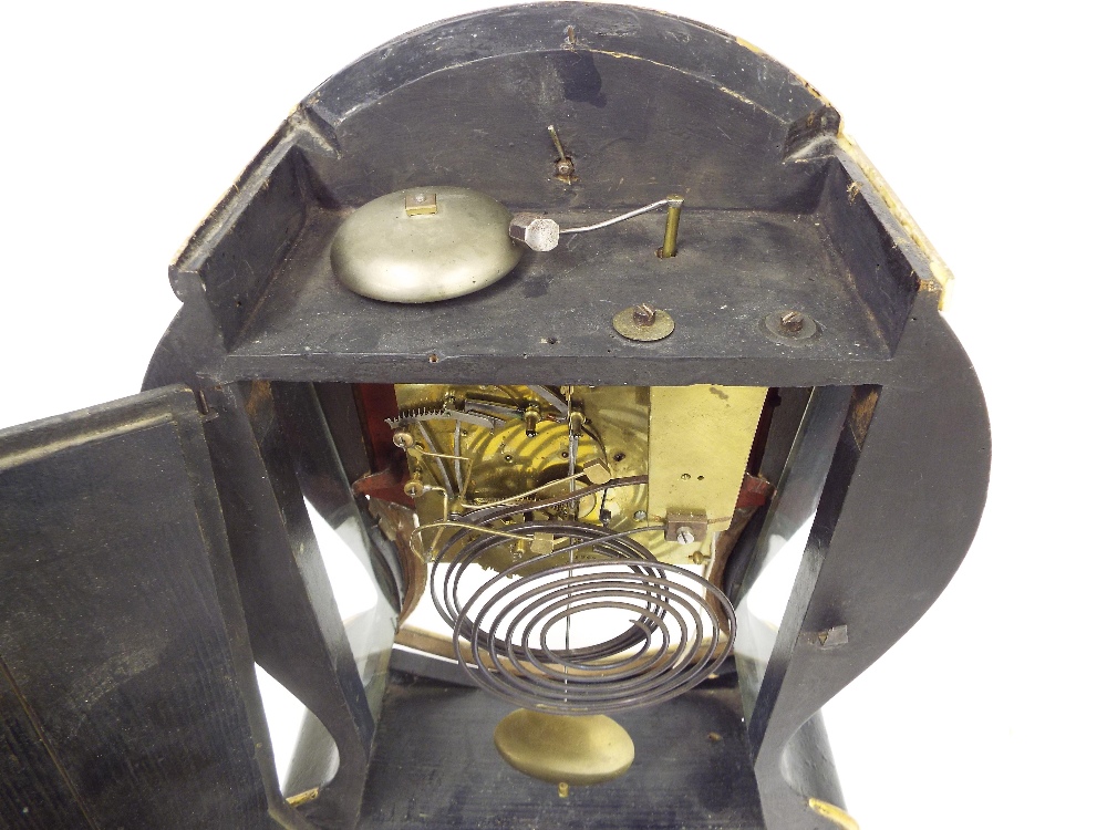Small Swiss two train balloon bracket clock, the movement quarter striking on two gongs and a - Image 3 of 3