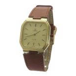 (U6PBN3) Omega De Ville Quartz gold plated gentleman's wristwatch, the champagne dial with baton