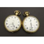 Two Limit gold plated lever pocket watches, each signed with 15 jewel movements (2)