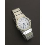 (3KFMJV) Cartier Santos stainless steel lady's automatic bracelet watch, case ref. 296502858, the
