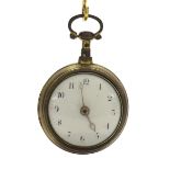 18th century English silver gilt verge pair cased pocket watch, London 1774, signed Jno Jarvis,
