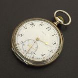 Zenith white metal (0.800) lever pocket watch, movement no. 1613596, the dial with Arabic numerals