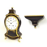 Small Swiss two train balloon bracket clock, the movement quarter striking on two gongs and a