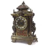 French brass two train mantel clock, the Japy Freres movement striking on a later bell, the 3.75"