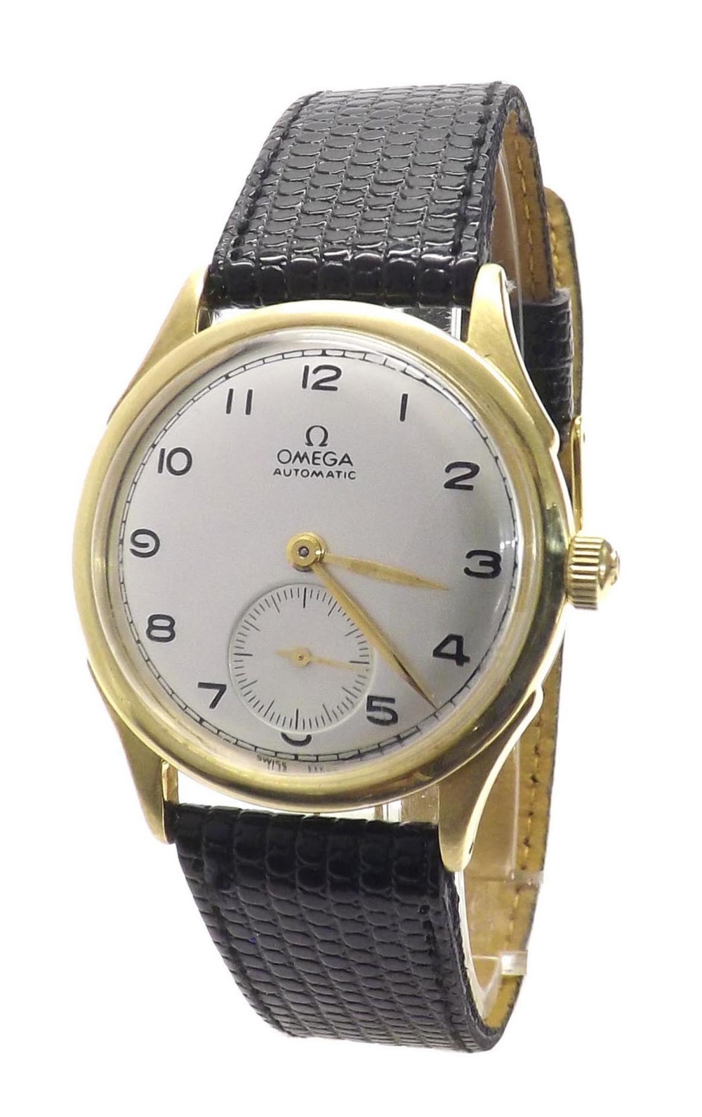 Omega 1940s 18ct 'bumper' automatic gentleman's wristwatch, the circular silvered dial with Arabic - Image 2 of 3