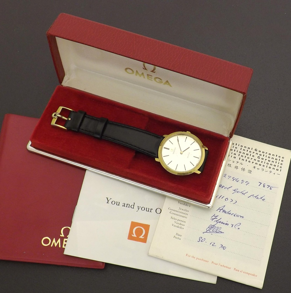 Omega De Ville gold plated and stainless steel gentleman's wristwatch, circa 1970, ref. 111077,