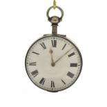 English silver verge pocket watch, London 1827, signed William Smith, Wingham, no. 7958, with