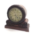 Mahogany single train bank type bracket clock, the 8" silvered dial signed Henry.T. Miles, 17