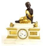 Impressive ormolu, bronze and white marble two train mantel clock, the S. Marti movement with