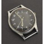 Omega RAF 1953 Military issue stainless steel gentleman's wristwatch, the signed black dial with