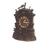 Beha Black Forest double fusee cuckoo mantel clock with matching bracket, the 6" dial within a