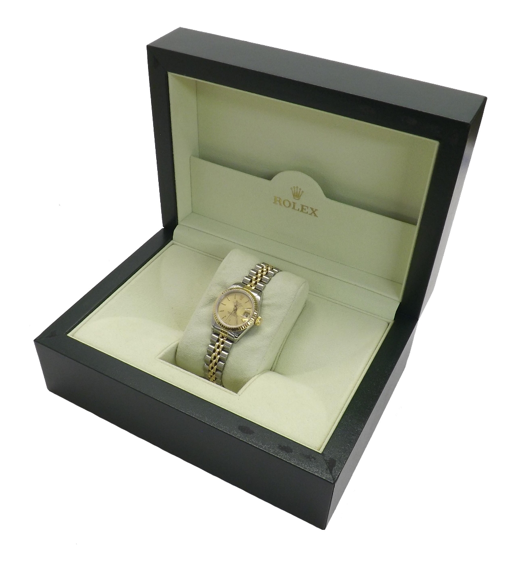 Rolex Oyster Perpetual Datejust stainless steel and gold lady's bracelet watch, ref. 69173, ser. no.