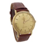 Omega Seamaster automatic 18ct gentleman's wristwatch, circular gilt dial with baton markers,