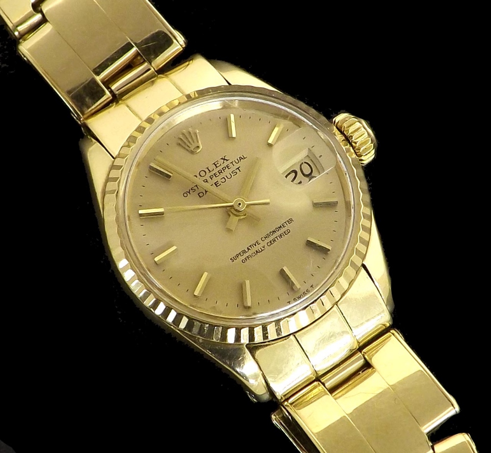Rolex Oyster Perpetual Datejust 18ct lady's bracelet watch, ref. 6517, no. 2655xxx, circa 1982,