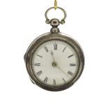 English 18th century verge silver pair cased pocket watch, fusee movement signed Rich Griffiths,