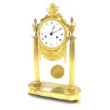 French ormolu two train Empire style pillar clock, the movement with outside countwheel striking