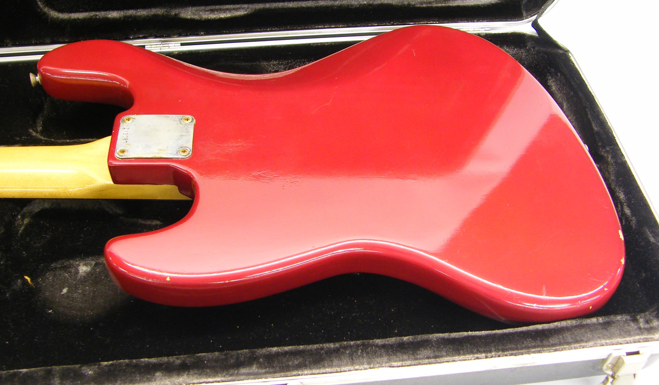 1964 Fender Jazz Bass electric bass guitar, made in USA, ser. no. L21548, red re-finish with various - Image 4 of 9