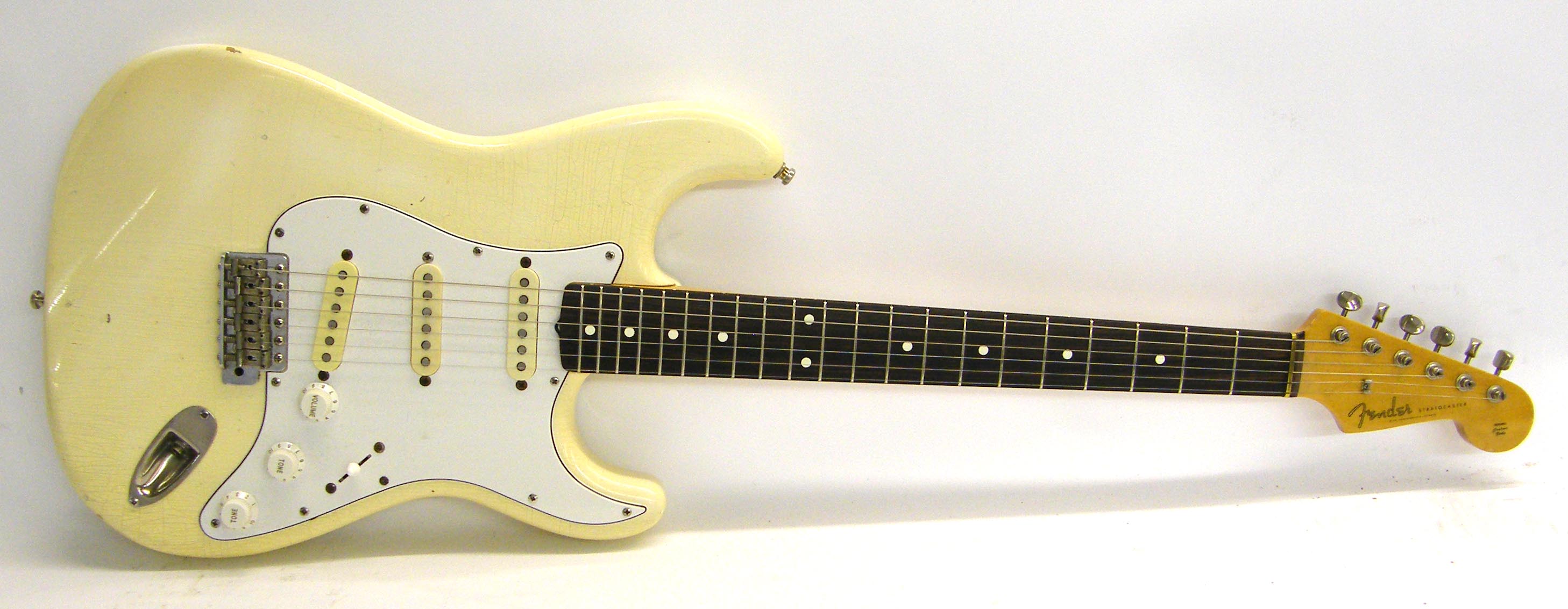 1983 Fender JV ST62-65 Stratocaster electric guitar, made in Japan, ser. no. JV56470, white finish