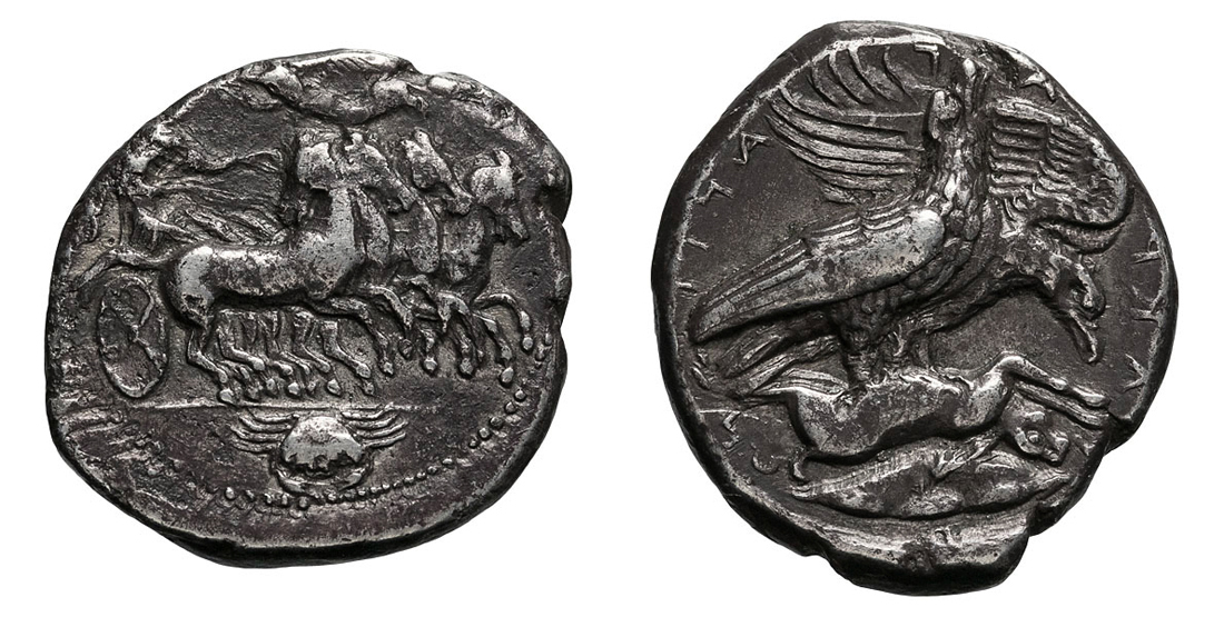 Classic Rarity from Akragas. Ex Hunt Collection; Ex Hess-Leu 1956 Sicily. Akragas.  c. 408-406 BC.