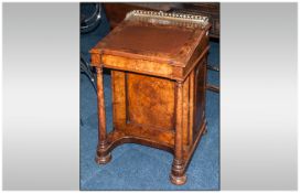 Davenport Desk Writing Slope With Fitted Interior, Three Drawers   brass scroll top and column