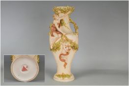 Royal Dux Impressive Art Nouveau Figural Vase. c.1891-1912. Mould Num.2293. Stands 18 Inches Tall.