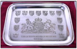 The Queens Silver Jubilee 1977 Commemorative Tray fully hallmarked. 9x10''. 14ozs