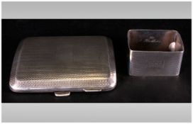 A Silver Engine Turned Cigarette Case, Gilt Interior. Hallmark Chester 1924. Vacant Cartouche. 3.5 x